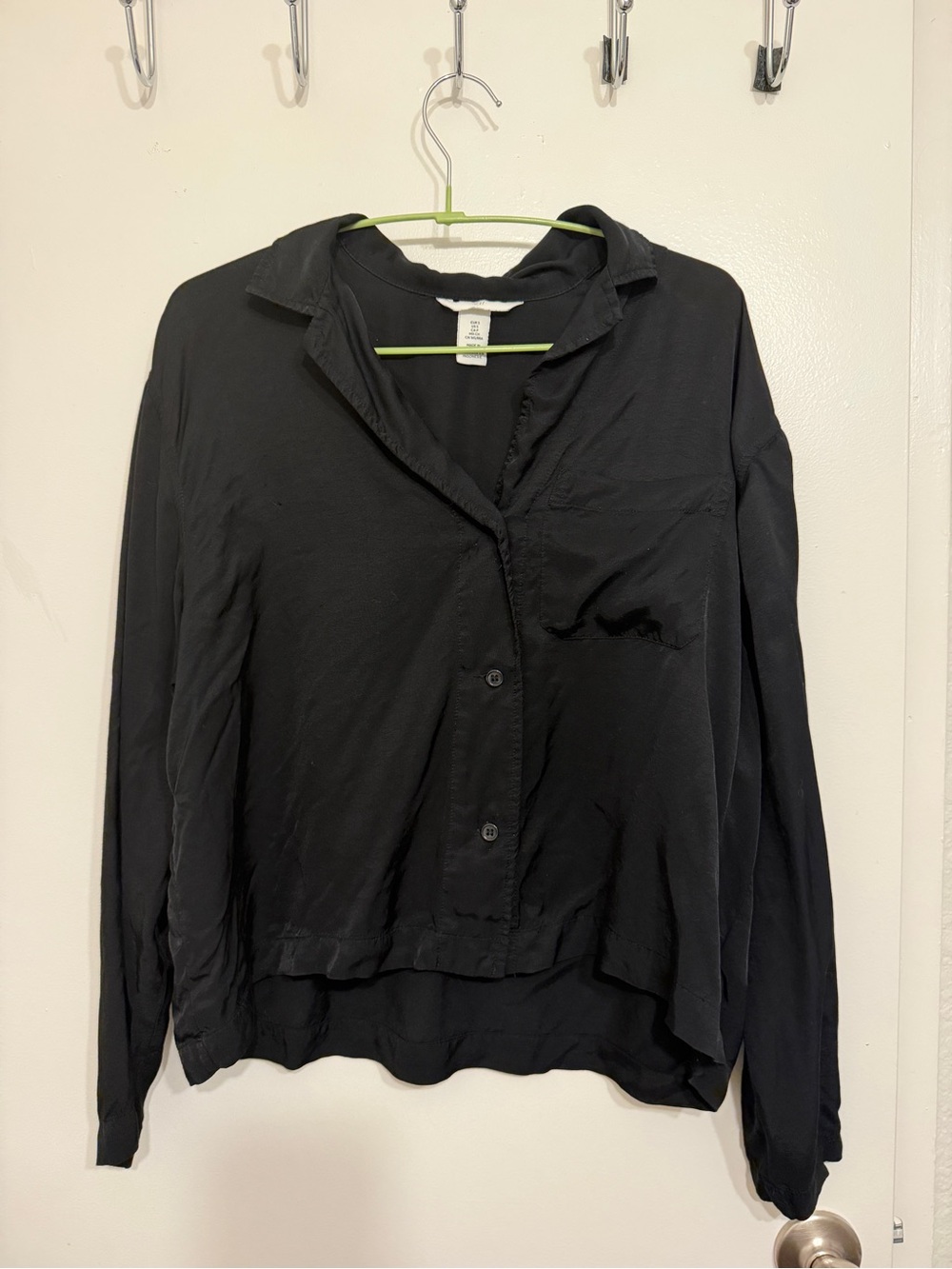 Black Women's Lightweight Button-Front Blouse Top